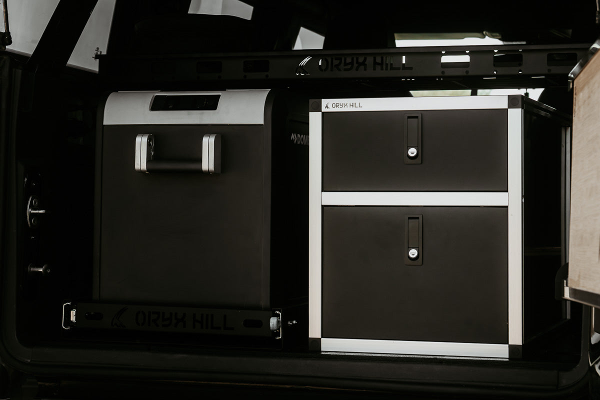 Bronco 4dr - Shelf, Fridge Slide & Double Drawer Combo